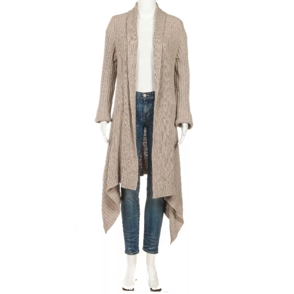 ❤️Cardigan Sweater Beige Knit Open Draped Long M